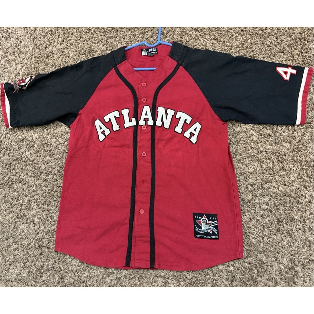 Raw Blue Classics Atlanta #44 Cotton Jersey Red Black Y2K Streetwear Size Large